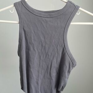 Gray Ribbed Sleeveless Top